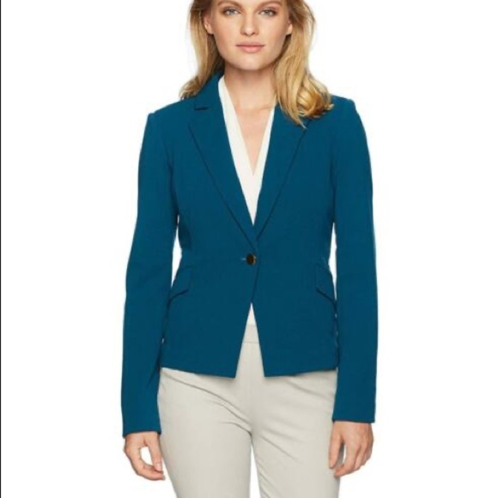 Calvin Klein Teal One-Button Fitted Blazer